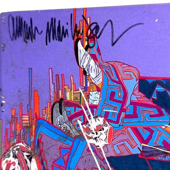 Signed Peña Studios Native American Pottery Art Tile Southwest Purple 9.5" READ - Picture 3 of 9